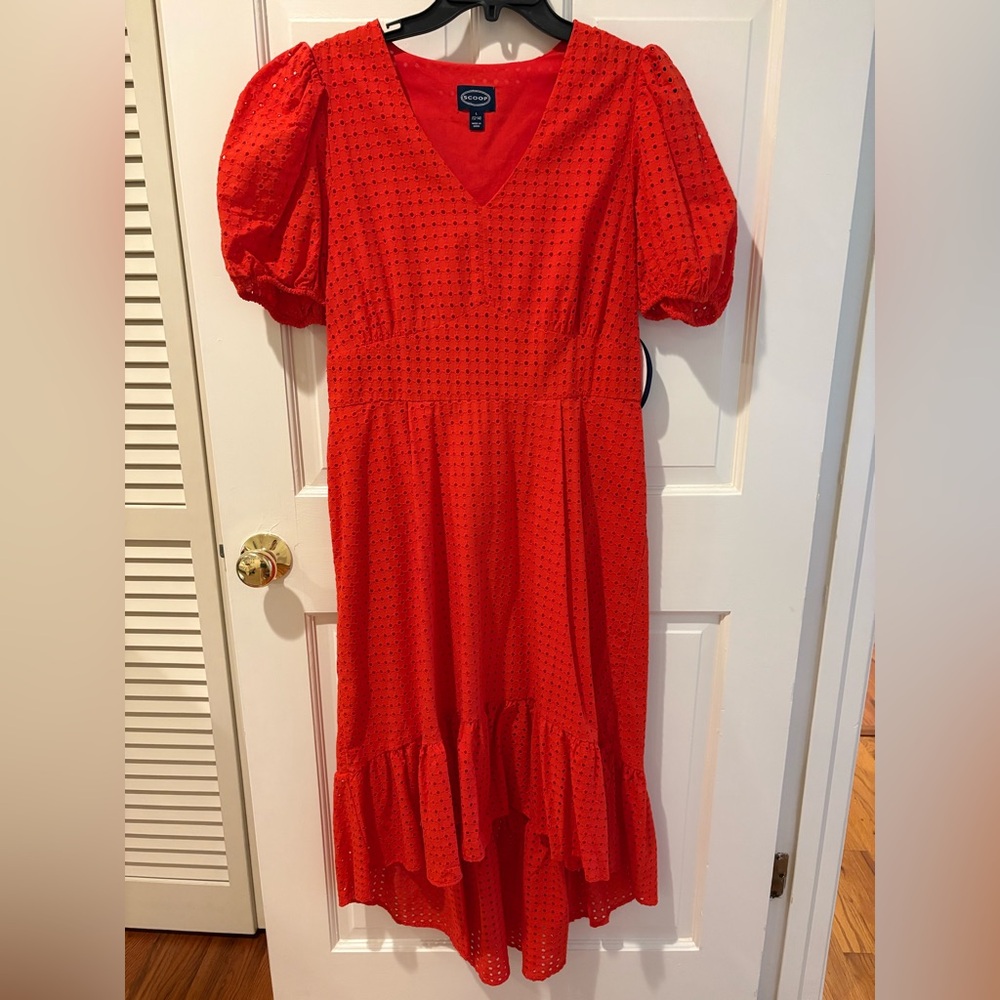 Scoop Red Eyelet Dress Size Large